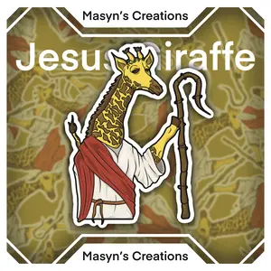 Jesus Giraffe Sticker - Funny Holy Giraffe Vinyl Decal, Religious Meme Art, Quirky Christian Gift, Aesthetic Laptop & Water Bottles uv dtf