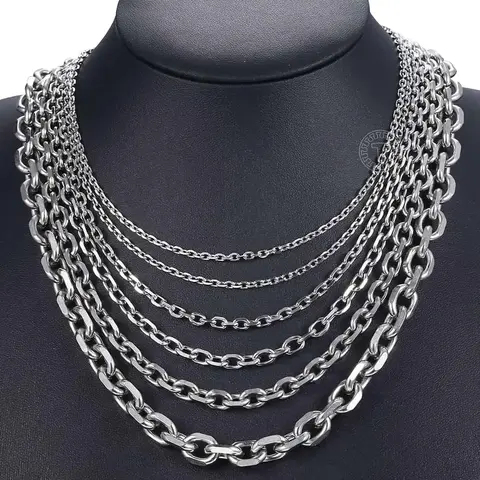 Hermah 3/6/9mm Stainless Steel Cable Chain Necklace 18-26" for Female Male Link Jewelry necklace