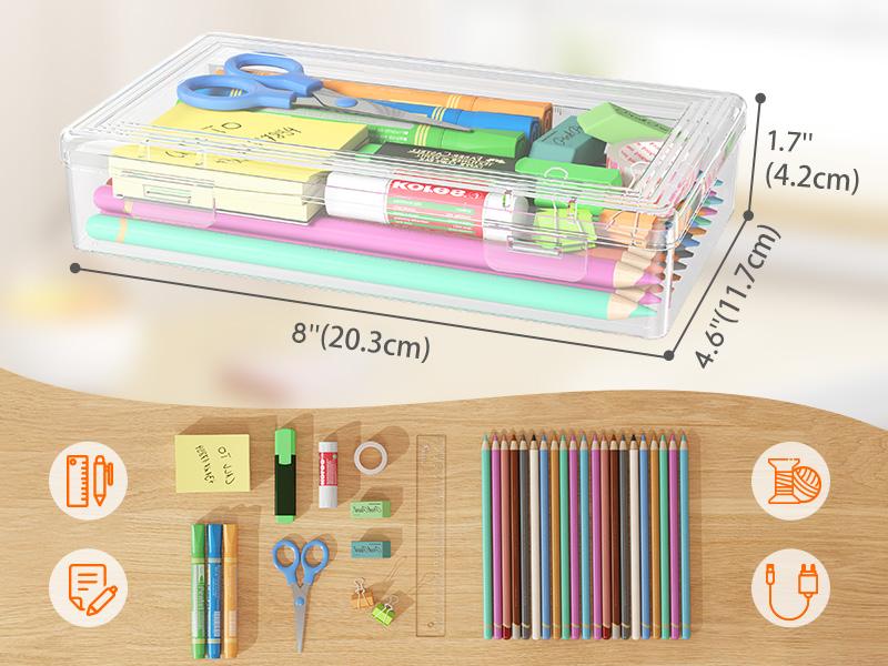 Lifewit Plastic Pencil Box with Snap-tight Lid, Large Capacity Hard Pencil Case, Transparent & Stackable Design for Art Supplies, Classroom, Office Lifewit Plastic Pencil Box with Snap-tight Lid, Large Capacity Hard Pencil Case, Transparent & Stackable Design for Art Supplies, Classroom, Office