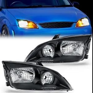 Nilight Headlight Assembly Compatible with 2005 2006 2007 Ford Focus Headlamps Replacement Black Housing Clear Reflector and Lens Driver and Passenger Side