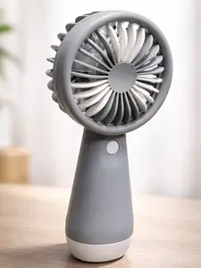 3-Speed Grey Portable Handheld Fan | USB-C Rechargeable Mini Cooling Fan | Quiet Personal Desk & Travel Fan