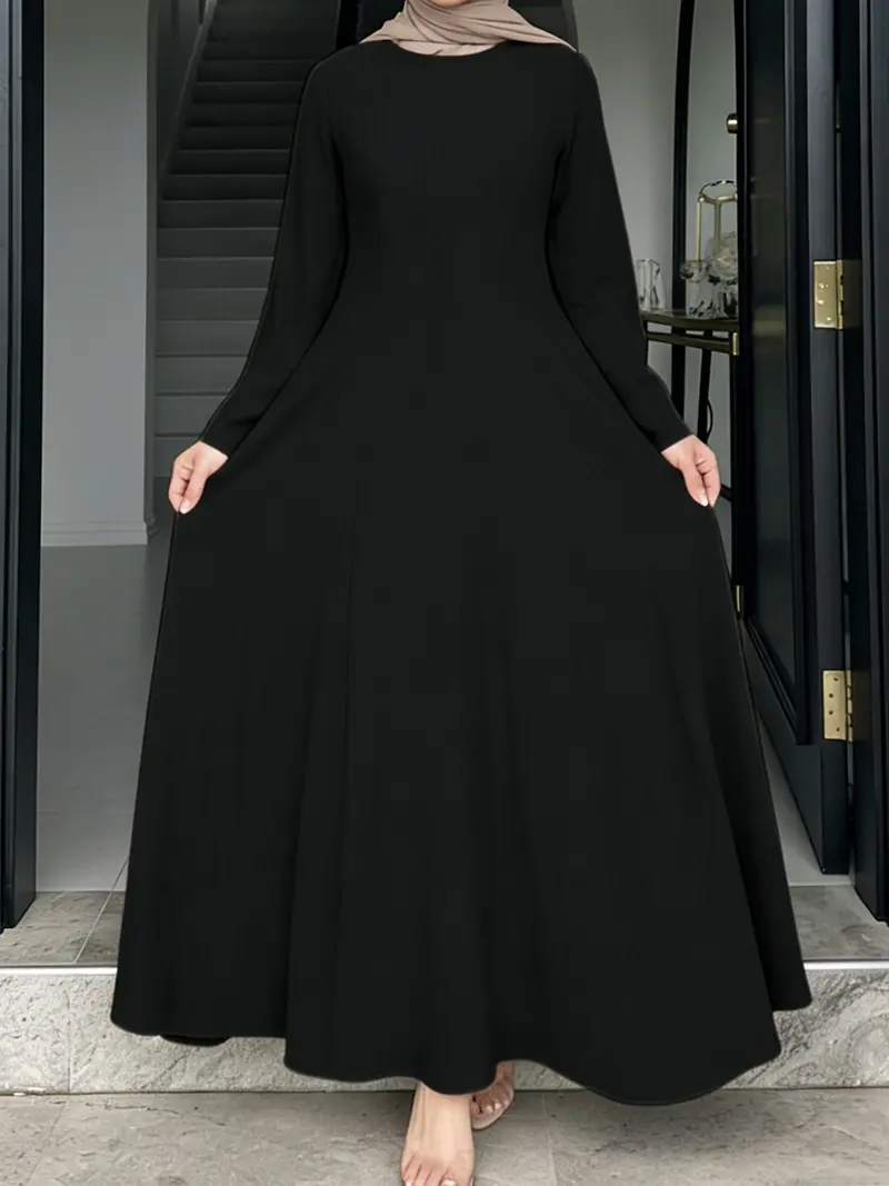 arabic black dress Final Sale Luxury Black Short Muslim Long Sleeves Evening Dress SS212 main image 1
