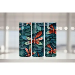 Teal Dragonfly Seamless Tumbler