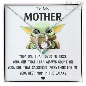 To My Mom Baby Yoda Necklace Mother's Day Jewelry Gift From Son Daughter Forever 6