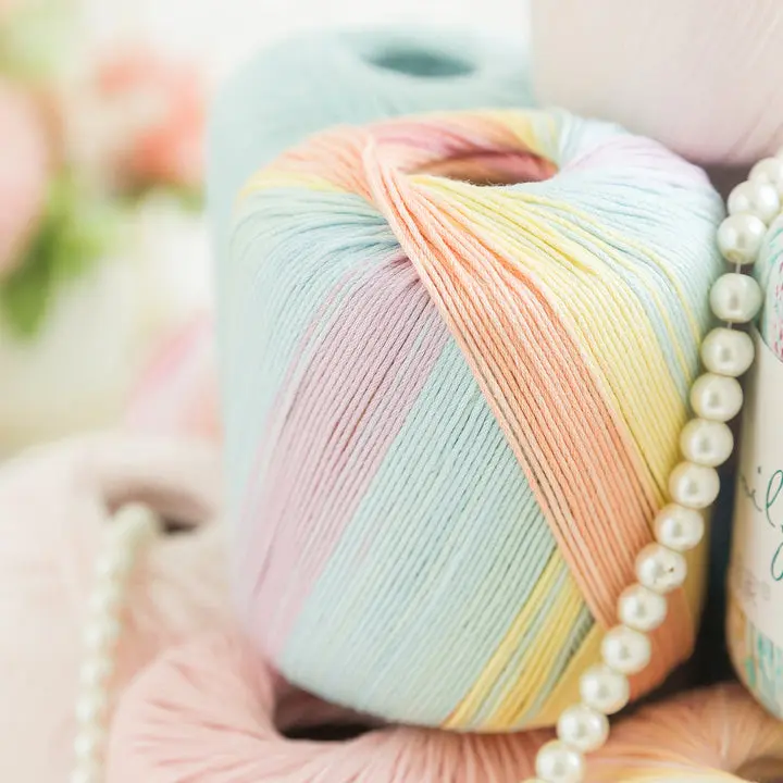 Susan's Family 3-Pack Fancy Dyed Variegated Pearl Lace Yarn - 100% Cotton, 50g, 1.5Mm - 2Mm, DIY Knitting Supplies, Amigurumi Yarn, Crafts for Doily Projects