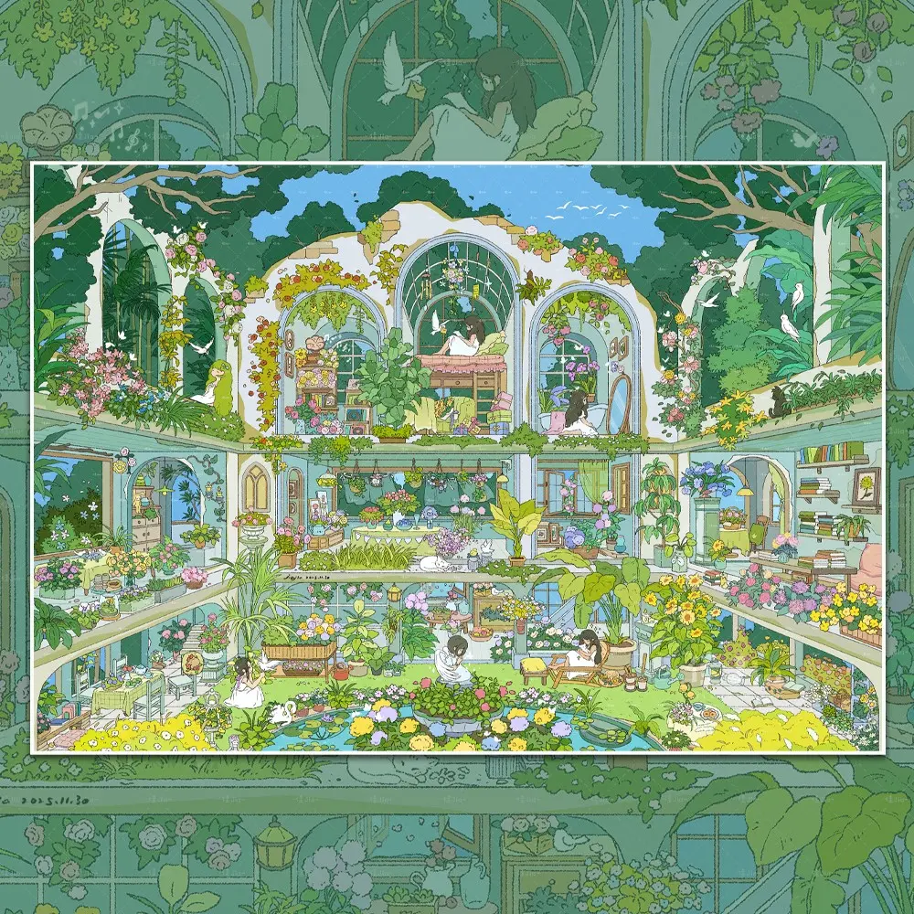 Super Big Size Dreamy World Scenery Stickers, Floral House Miniature Landscape Stickers, DIY Supplies, Ideal for Scrapbooking, Decorative Stickers, Nature Stickers, Diy Art Stickers