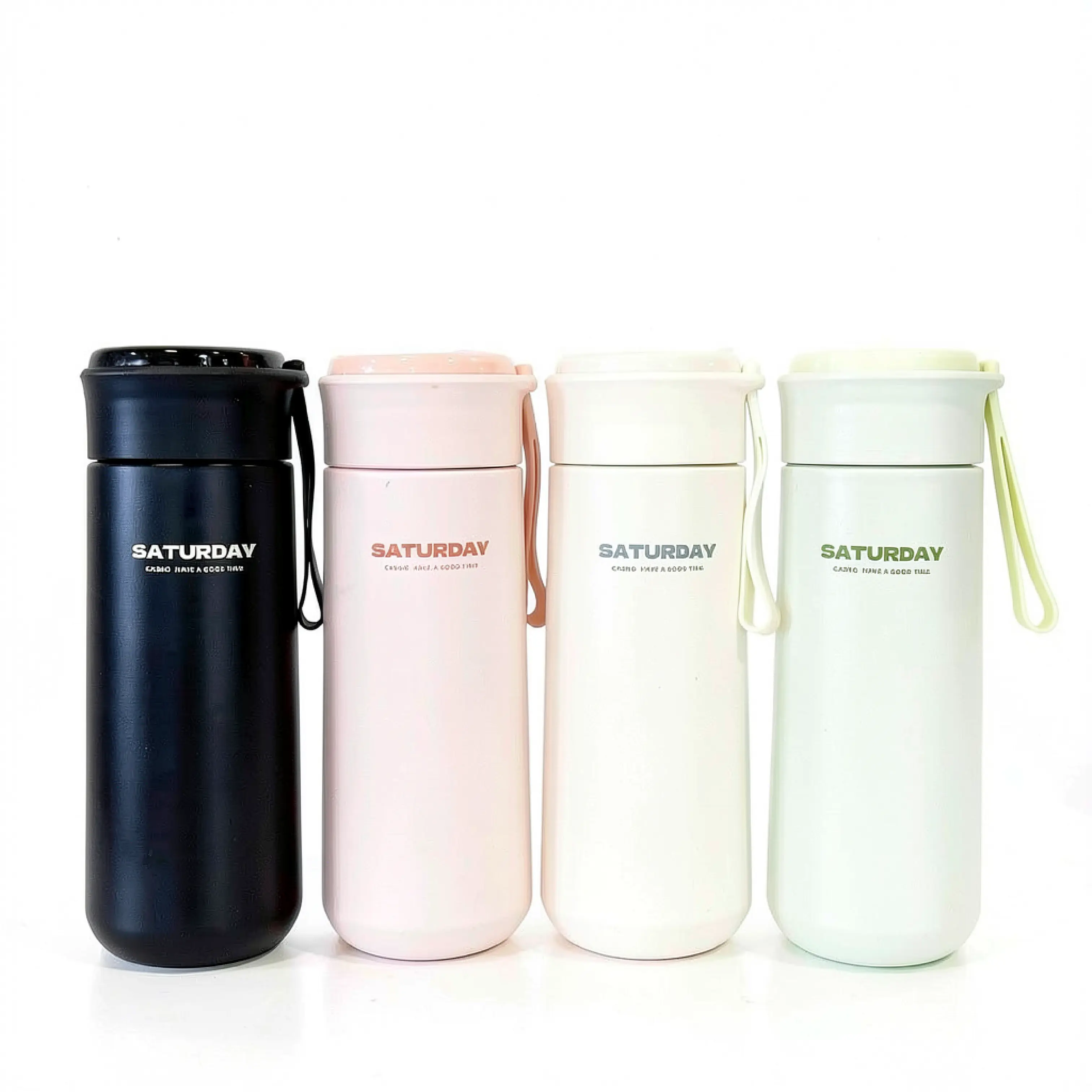 Trending Stainless Steel Minimalist Straight-Sided Vacuum Flask Tumbler - Portable with Silicone Insulation, Carrying Strap, Built-In Tea Infuser, 4 Colors, Suitable for Home Use, Flasks, Insulated Cup