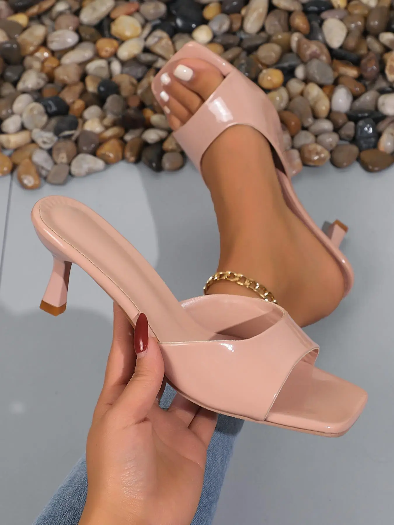 Women's Fashionable Solid Color Sandals, Elegant Square Toe High Heel Sandals for Summer, Lightweight Breathable Comfortable Shoes for Daily Wear