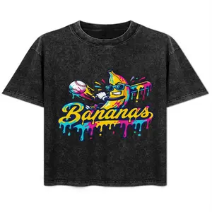 Washed cotton Banana baseball tshirt Funny Banana School Mascot Streetwear graphic tees shirt Unisex T-Shirt Gift Unisex y2k fashion Casual Top Trending