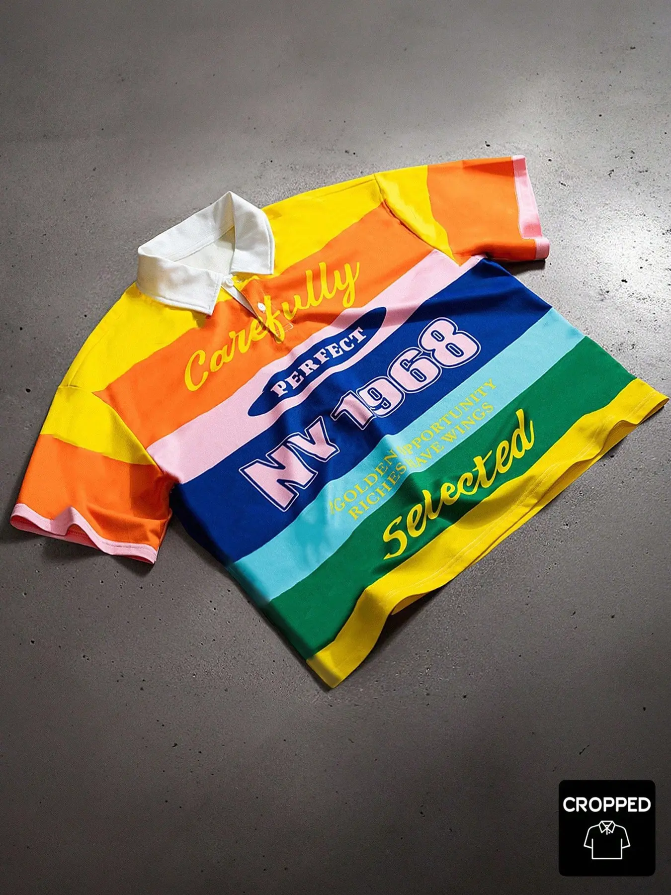 Unisex Retro Striped Graphic Short Sleeve Polo Shirt, Print Polo Shirt, Vintage Nyc 1968 Pattern, Y2K Streetwear Fashion Casual Top, Summer Daily Wear