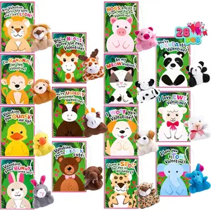 28 Pack Valentine's Day Gifts Cards for Kids with Plush Toy Key Chain Stress Relief Fidget Toy for Classroom Exchange Cards and Kids Party Favor