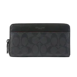 COACH Accordion Wallet 20 With Signature Logo Print And Coated Canvas For Men In Gray-Black