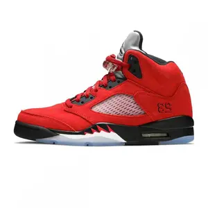 Urban Street Style Black Red Mid-Top Shoes | Everyday & Basketball Wear