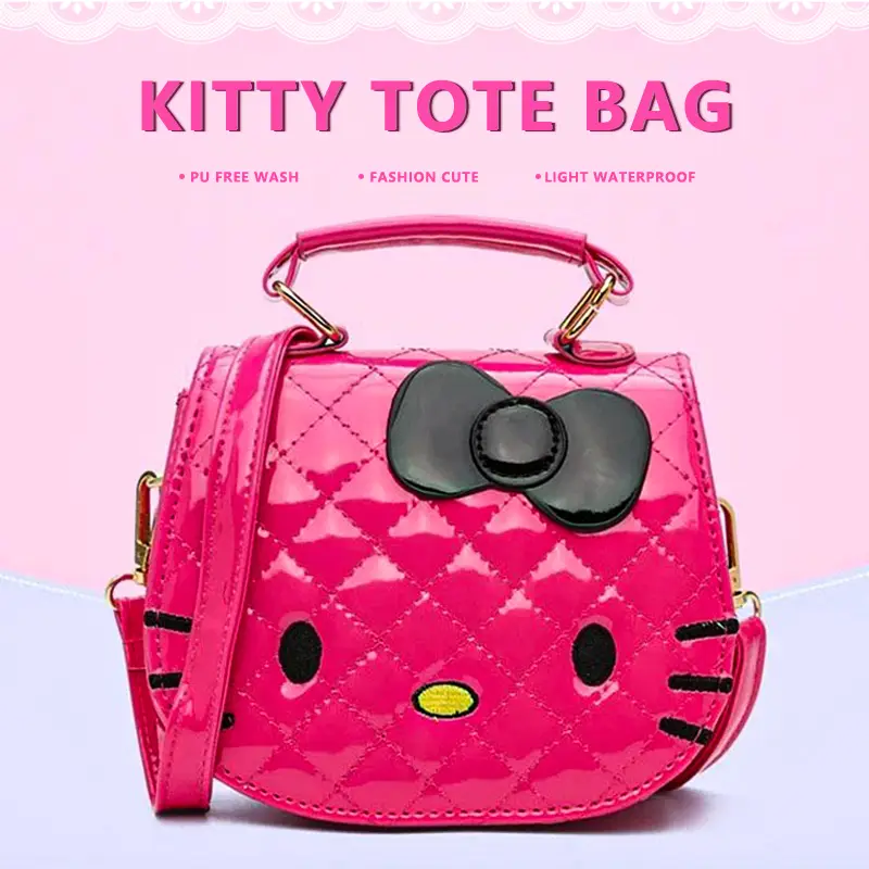 【FaddishDeal】KT Crossbody Bag - The cute cartoon cat design, made of PU material, is washable and has a mild waterproof function. It is an ideal choic