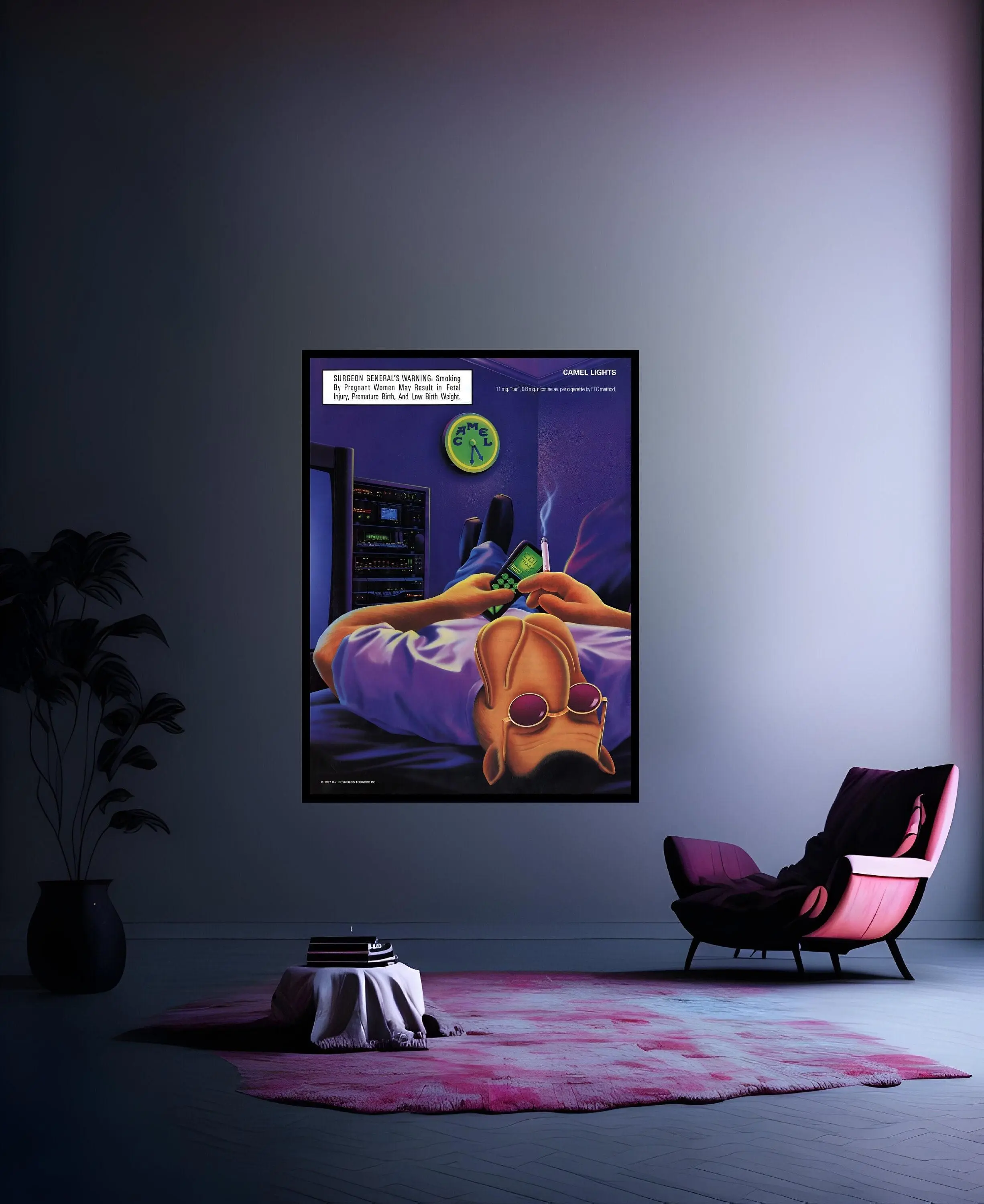 Purple Camel POSTER Vintage POSTER J0e Camel Retro Art Smoking POster Cigarette - Room decor ideas - Home Decoration