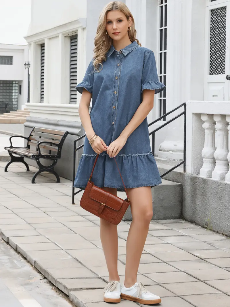 denim babydoll dress - TikTok Shop