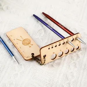 1set Wood Knitting Needle Gauge And Ruler Knit Crochet Hooks Measure Tool Template Rulers DIY Craft Sewing Accessory 2.0mm-10mm Durable And Attractive Knitting Ruler Knitting Tool Travel Set Crochet Items