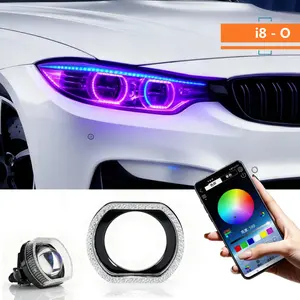 2.5/3inch Car Led Angel Eyes Headlight RGB LED Halo Ring Light 5D APP Control DRL Daytime Running Light
