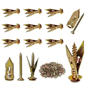 Self-Drilling Drywall Anchors Kit with Screws, 50PCS No Drill Needed Easy Install Wall Anchor Set, 25 Carbon Steel Anchors and 25 Zinc Screws for Drywall, Gypsum Board, Shelves, Mirrors, Picture Frames, Home & Office