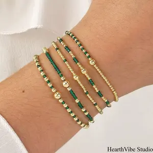 Beaded Bracelets: 5-Piece Set of Gold Seed Bead Bracelets—Stylish and Versatile