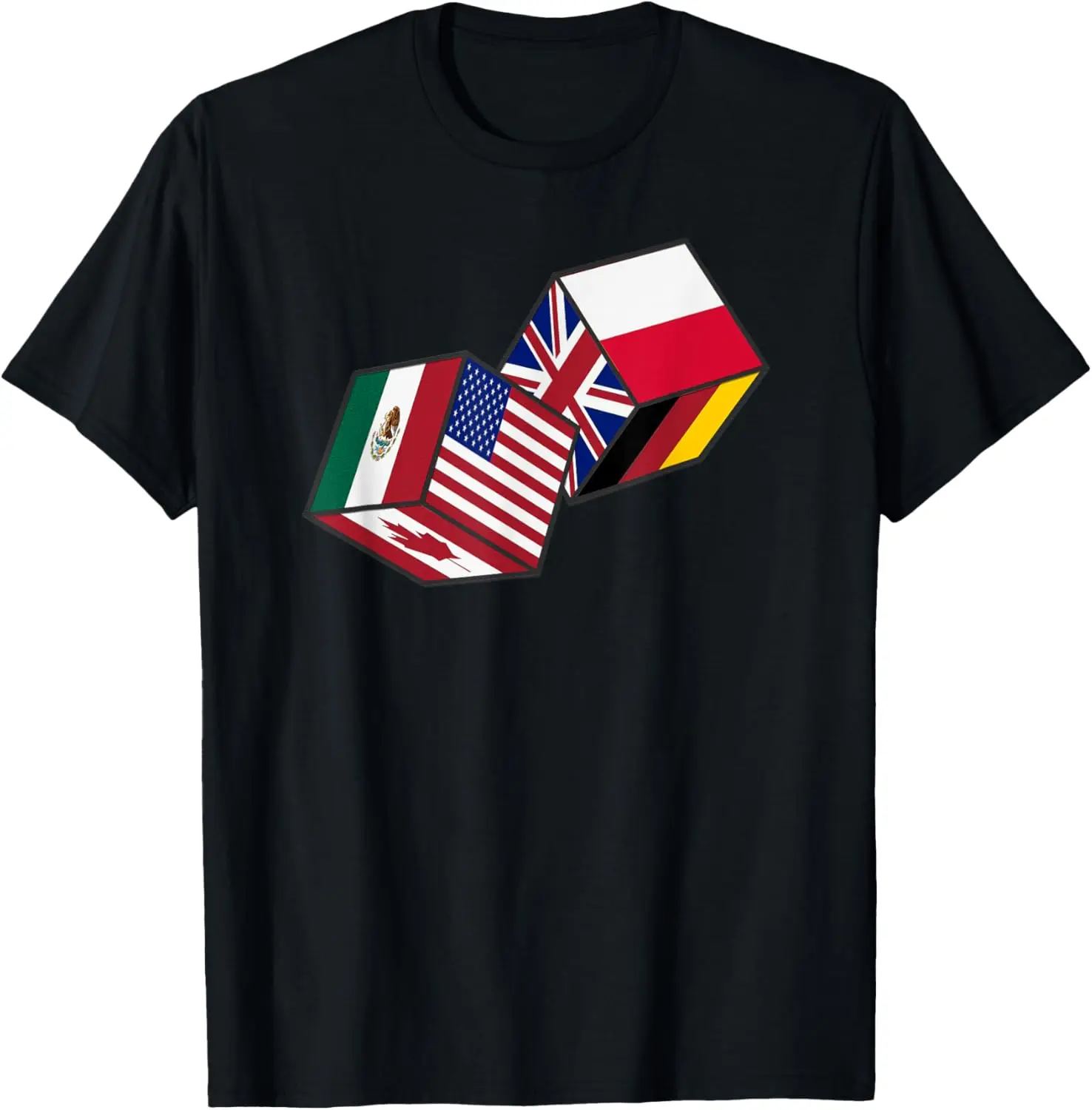 Women's 100% Cotton Vintage Round Neck Short-Sleeve Graphic T-Shirt - Casual Streetwear Top with Poland, USA, Canada, Mexico, Germany, Great Britain Flags