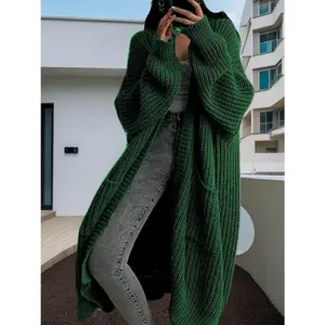 Autumn Winter Women's Loose Long Sleeve Knitted Cardigan Wrap Top Plus Size Heather Grey for Lazy Wear Can be used with a raincoat(Sheets)