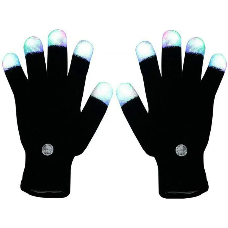 Rave Glove & Stitched Mask Set, Glow in the Dark Cosplay Costume Accessories with LED Finger Lights for Festivals, Concerts, Birthday Outfit
