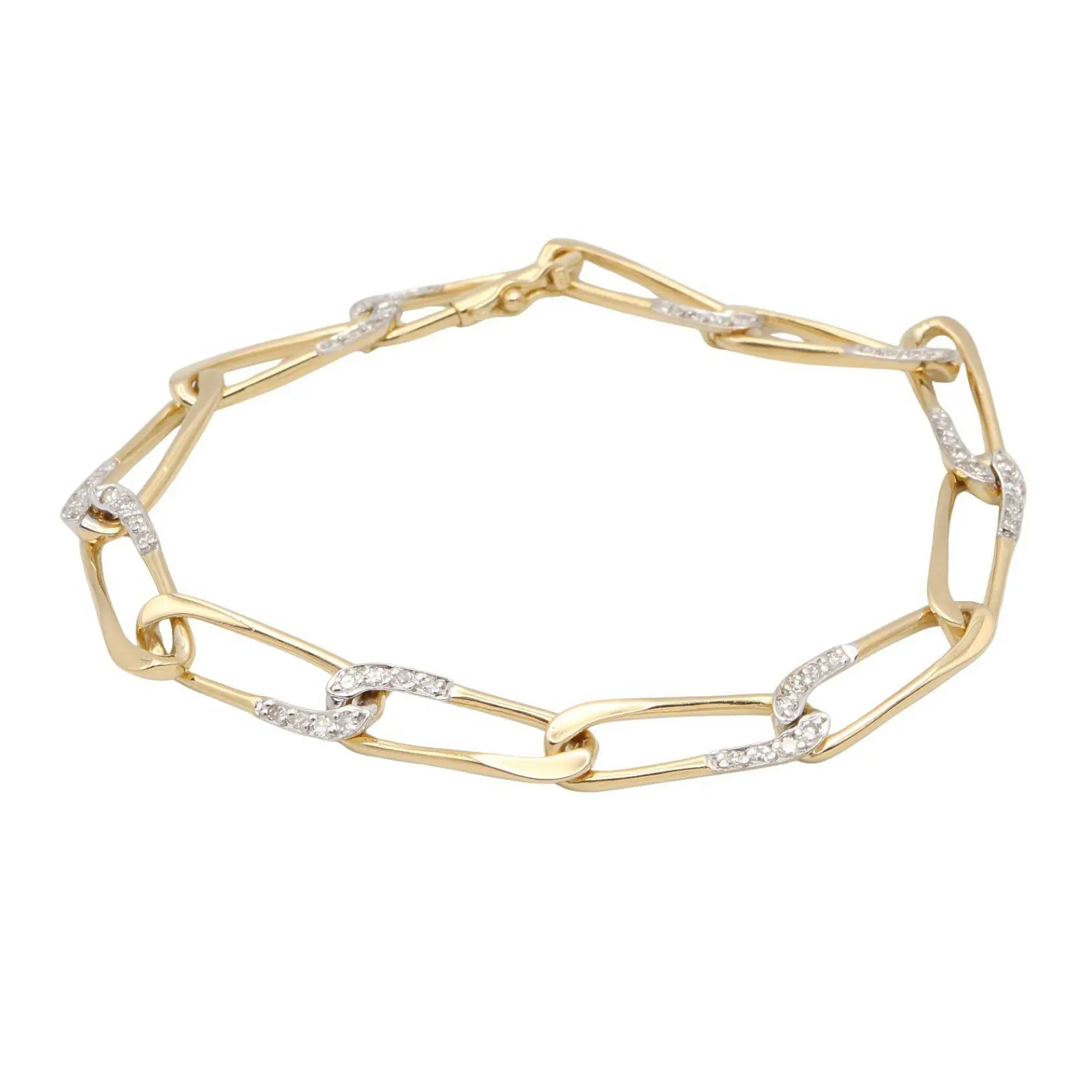 Pre-owned Cartier 18K Yellow Gold (Au750) Small Leather Goods Au750 Diamond Bracelet Size 17