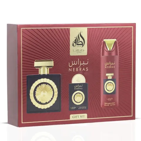 Lattafa Pride Nebras 3-Piece Eau de Parfum Gift Set | Juicy Berries Drizzled in Molten Chocolate (Gift Set)