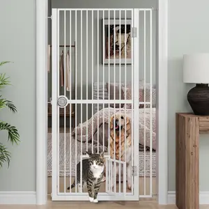 [Bellemave] 61" Extra Tall Cat Gate for Doorway, Adjustable Wide Dog/Cat Door, Suitable for Doorways or Kitchen, No Drilling Pressure Mount Kit, White