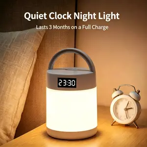 clock night light, bedroom lamp, touch-sensitive bedside lamp, baby feeding lamp, eye-friendly night light, portable rechargeable night light, essential for a newborn’s nursery