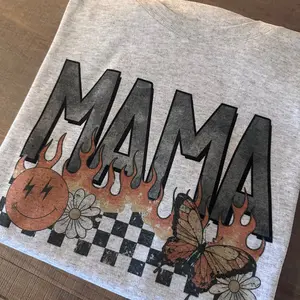 Retro Mama Flame Checkered Shirt, Sweatshirt Mothers Day Gift Idea, Matching Mamas Boy and Mamas Girl, western clothing, western outfits women, western tops