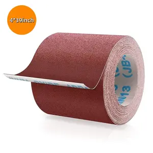 4 inches X 39.37 feet (0.1 X 1 meter) cuttable length sanding cloth roll (60-600 grit), suitable for drum sanders, metal and wood furniture polishing, and car sanding