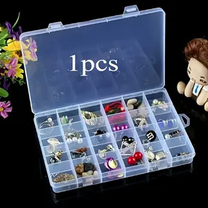 24-Grid Transparent Plastic Organiser Box for Jewelry, Tools, and Small Costume Jewelry Accessories