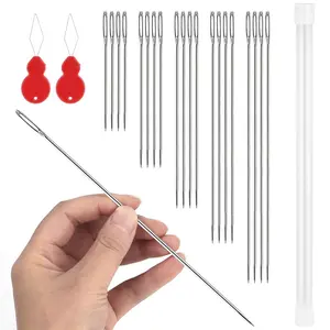 20-Piece High-Quality Large-Eye Needles Set, Hand Sewing Supplies, Includes 2 Threaders, Various Sizes, Ideal for Embroidery