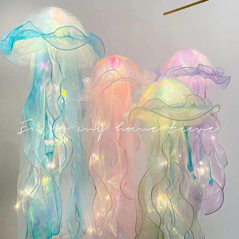 DIY Jellyfish Lantern Under The Sea Colorful Jellyfish Lamp Girl Bedroom Atmosphere Decoration Lamp Mermaid Theme Party Decor Christmas Gift Shop