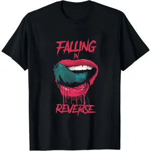 100% Cotton Falling In Reverse Lips Art T-Shirt Women Men Unisex Clothing Streetwear