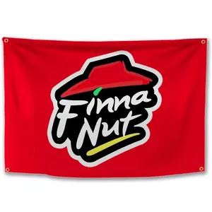 Finna Nut Banner Flag Pizza 3x5ft Premium Quality with Brass Grommets Vibrant Colors for College Dorm Room Man Cave Decoration Lightweight Poly Hanging Ornaments