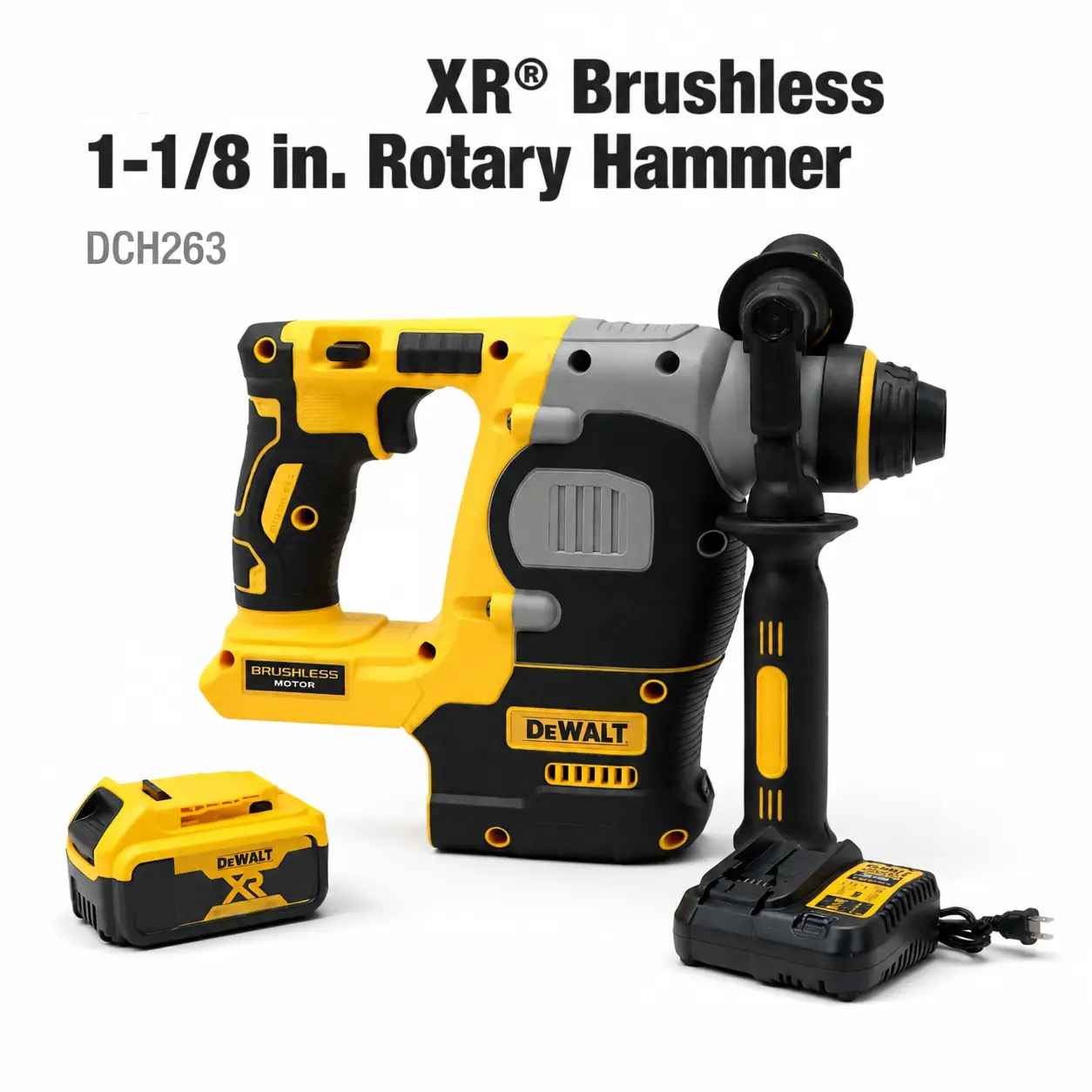 DeWalt DCH273 Corded Brushless Hammer Drill with Hex Driver Ring Anvil - Anti-Vibration, Hand Control Mode, Heavy-Duty High-Torque Power Tool for Construction Jobs, Mechanic Projects (Single Pack), Power Tools