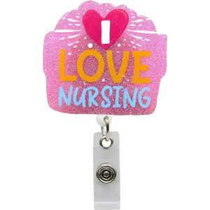 Nurse Badge Reel Retractable (I love nursing)