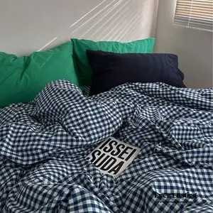 Vintage Deep Blue Gingham Bedding Bundle