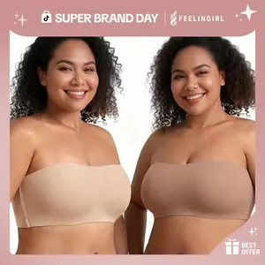 FeelinGirl FeelSoft Anti Slip Comfort Strapless Bra Plus Size No Underwire Wireless Detachable Straps Seamless Daily Wear Bras TiktokSuperBrandDay