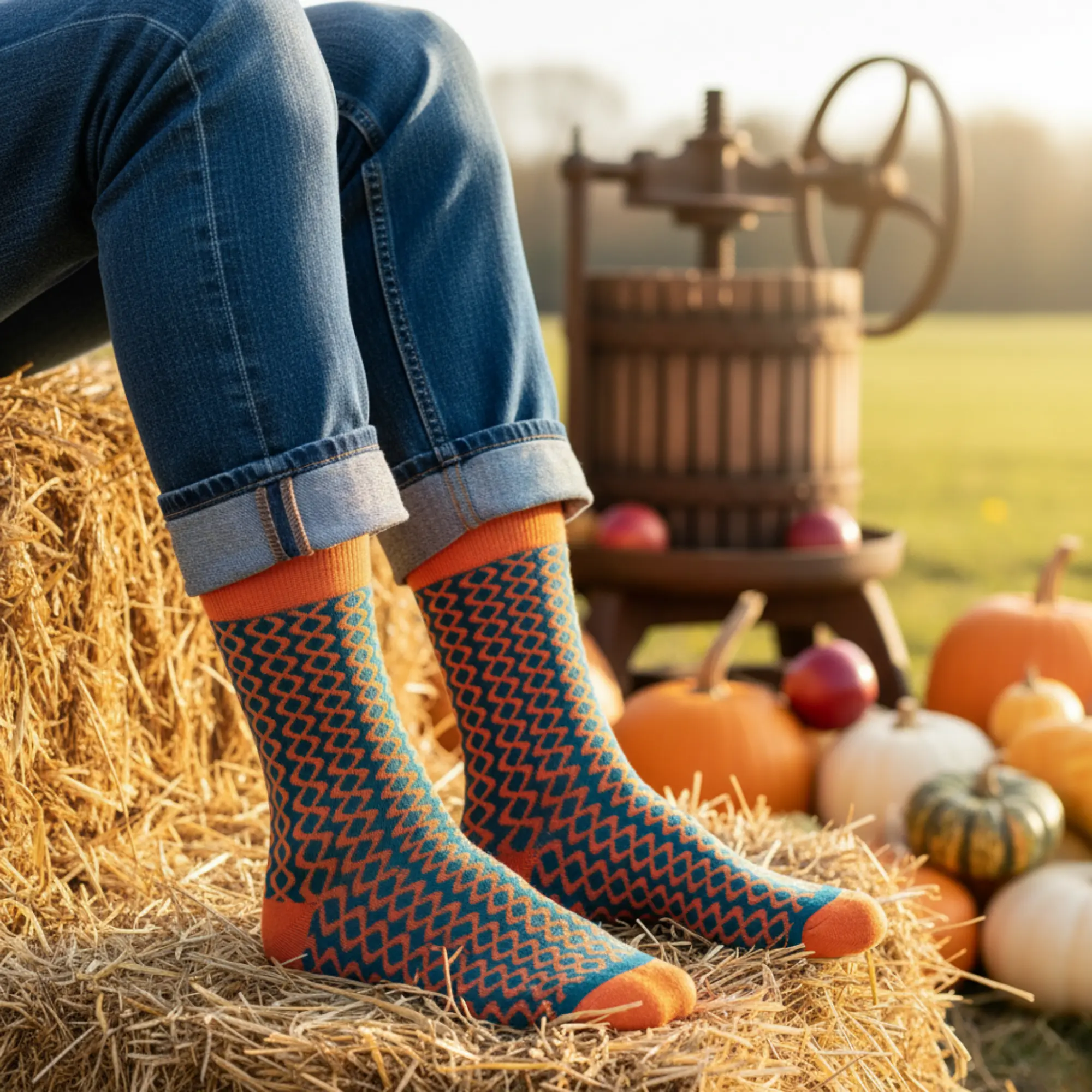 Dynamocks Orange & Teal Cotton Crew Socks – Charm
