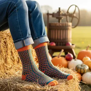 Dynamocks Orange & Teal Cotton Crew Socks – Charm