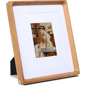 11x14 Picture Frame with Mat for 5x7/8x10, -Sourced  Teak  Handcrafted Rounded Corner with Real Glass, Vertical or Horizontal Display Photo Gallery Wall & Tabletop Frame
