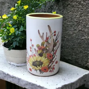 Handmade Ceramic Vase with Fall Sunflower or Pumpkin & Autumn-Inspired Design | Perfect Home Decor Decorative Gift