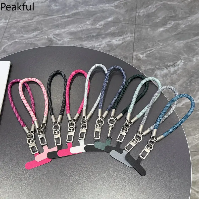 Color mobile phone lanyard, handmade jewelry DIY creative polyester wrist rope, pendant mobile phone pendant anti-drop finger rope