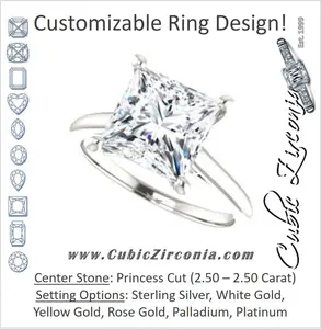 Cubic Zirconia Engagement Ring- The Madelyn (Customizable Princess Cut Solitaire with Infinity Trellis Decoration)