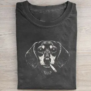 Smoking D.achshund Pepper Color Shirt, Oversize, Womens, Mens, Retro Shirt, Vintage Graphic Tee Womenswear