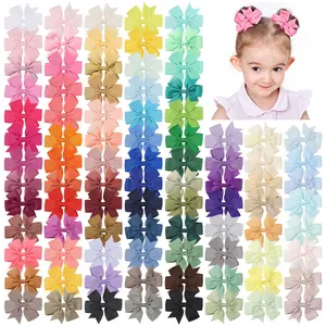 60pcs Valentines Hair Bows Toddler Girls Hair Clips 3"Grosgrain Ribbon Baby Bow Clips Valentines Love Heart Pattern Bows with Alligator Clips Hair Accessories for Toddler Girls Baby Kids